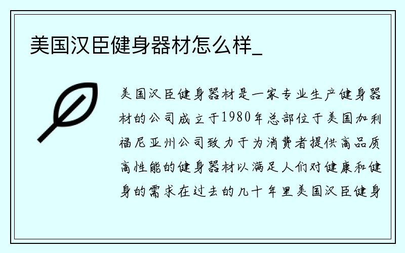 美国汉臣健身器材怎么样_