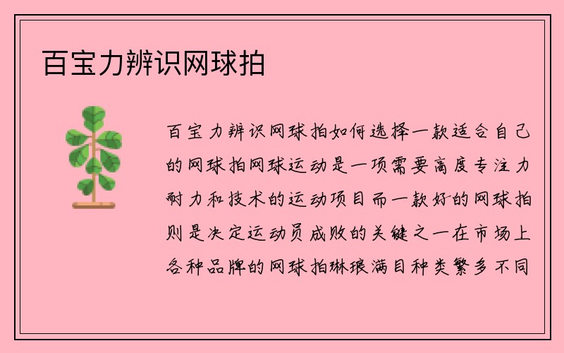 百宝力辨识网球拍