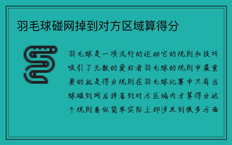 羽毛球碰网掉到对方区域算得分